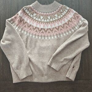 Tommy Hilfiger Beige and Pink Geometric Sweater